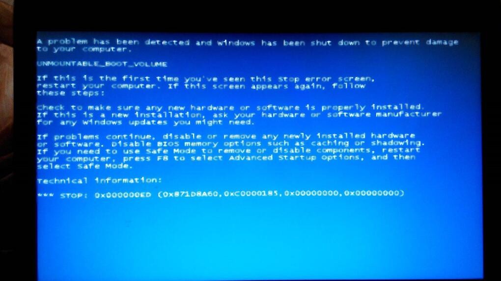 电脑蓝屏出现stopOX000000ED怎么办